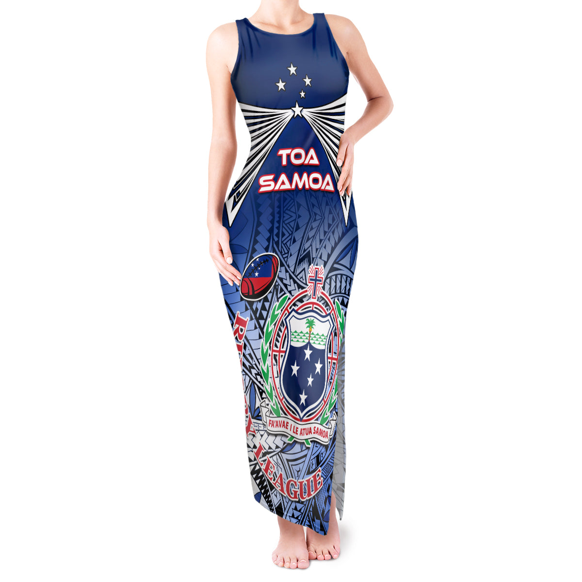 Custom Samoa Rugby Tank Maxi Dress Toa Samoa Myriad Patterns - Wonder Print Shop