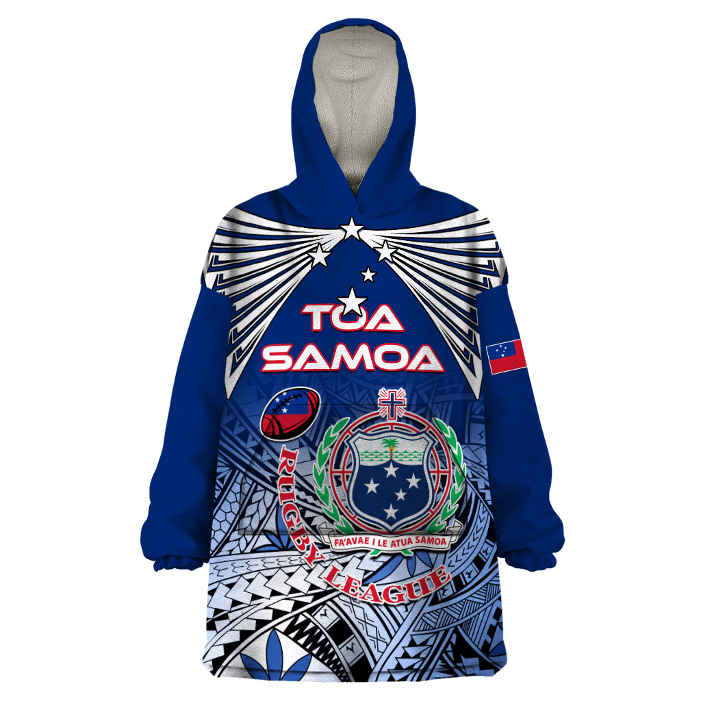 Custom Samoa Rugby Wearable Blanket Hoodie Toa Samoa Myriad Patterns - Wonder Print Shop