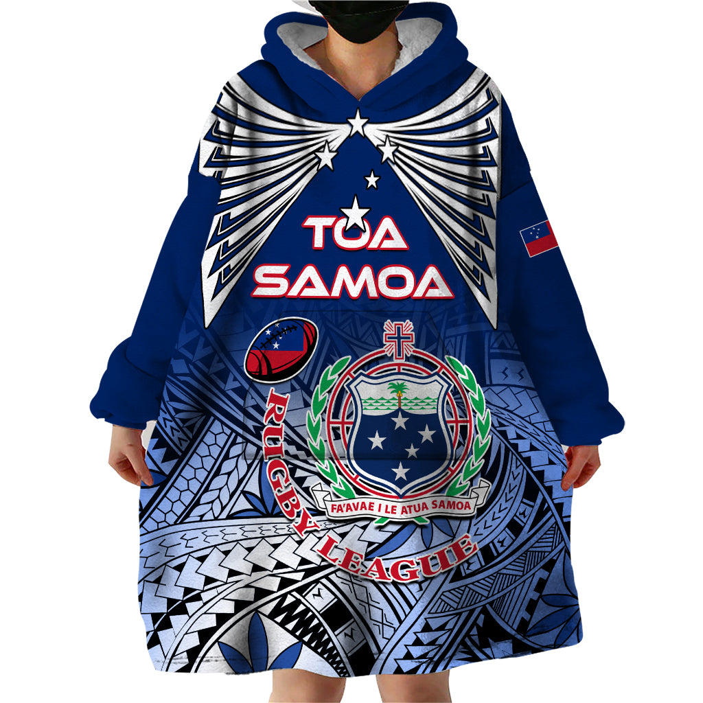 Custom Samoa Rugby Wearable Blanket Hoodie Toa Samoa Myriad Patterns - Wonder Print Shop