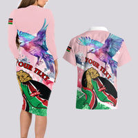 Personalised Kenya Independence Day Couples Matching Long Sleeve Bodycon Dress and Hawaiian Shirt The Lilac Breasted Roller Unique Version - Wonder Print Shop