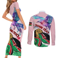 Personalised Kenya Independence Day Couples Matching Short Sleeve Bodycon Dress and Long Sleeve Button Shirt The Lilac Breasted Roller Unique Version - Wonder Print Shop