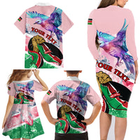 Personalised Kenya Independence Day Family Matching Long Sleeve Bodycon Dress and Hawaiian Shirt The Lilac Breasted Roller Unique Version - Wonder Print Shop