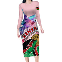 Personalised Kenya Independence Day Family Matching Long Sleeve Bodycon Dress and Hawaiian Shirt The Lilac Breasted Roller Unique Version - Wonder Print Shop