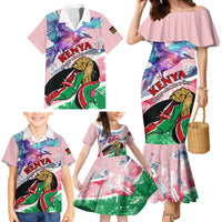 Personalised Kenya Independence Day Family Matching Mermaid Dress and Hawaiian Shirt The Lilac Breasted Roller Unique Version - Wonder Print Shop