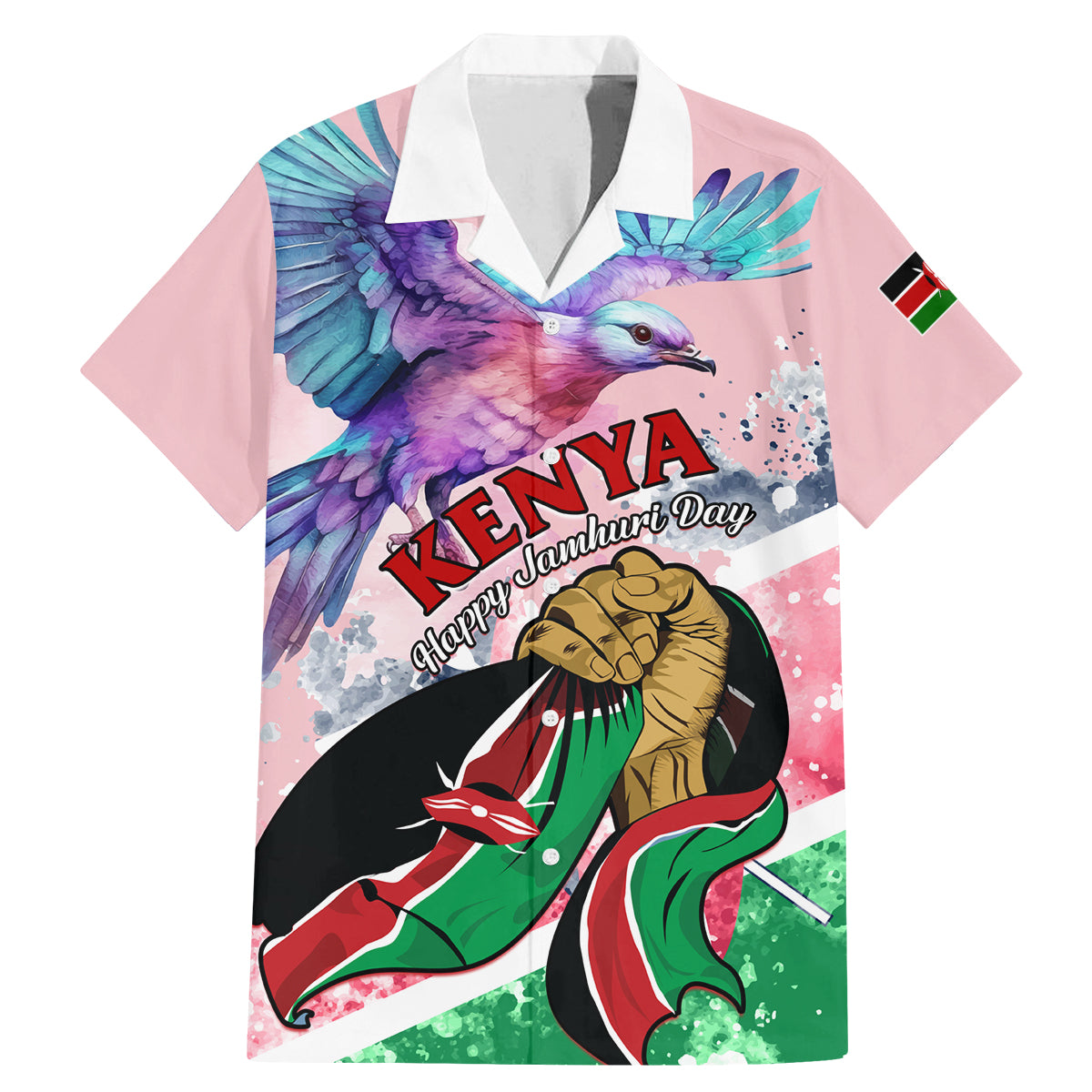Personalised Kenya Independence Day Family Matching Mermaid Dress and Hawaiian Shirt The Lilac Breasted Roller Unique Version - Wonder Print Shop