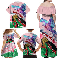 Personalised Kenya Independence Day Family Matching Off Shoulder Maxi Dress and Hawaiian Shirt The Lilac Breasted Roller Unique Version - Wonder Print Shop