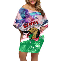 Personalised Kenya Independence Day Family Matching Off Shoulder Short Dress and Hawaiian Shirt The Lilac Breasted Roller Unique Version - Wonder Print Shop