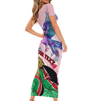 Personalised Kenya Independence Day Family Matching Short Sleeve Bodycon Dress and Hawaiian Shirt The Lilac Breasted Roller Unique Version - Wonder Print Shop