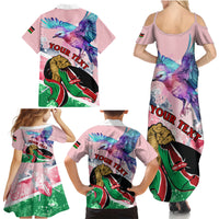 Personalised Kenya Independence Day Family Matching Summer Maxi Dress and Hawaiian Shirt The Lilac Breasted Roller Unique Version - Wonder Print Shop