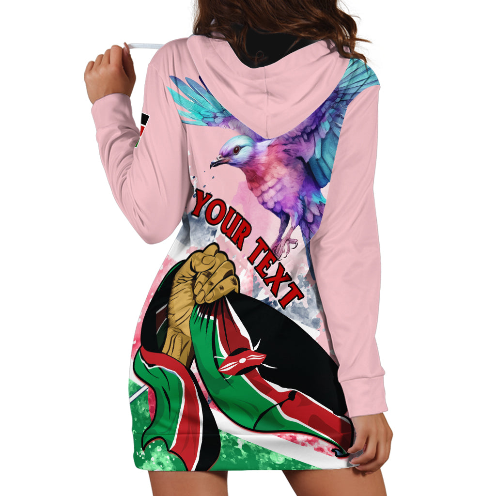 Personalised Kenya Independence Day Hoodie Dress The Lilac Breasted Roller Unique Version - Wonder Print Shop