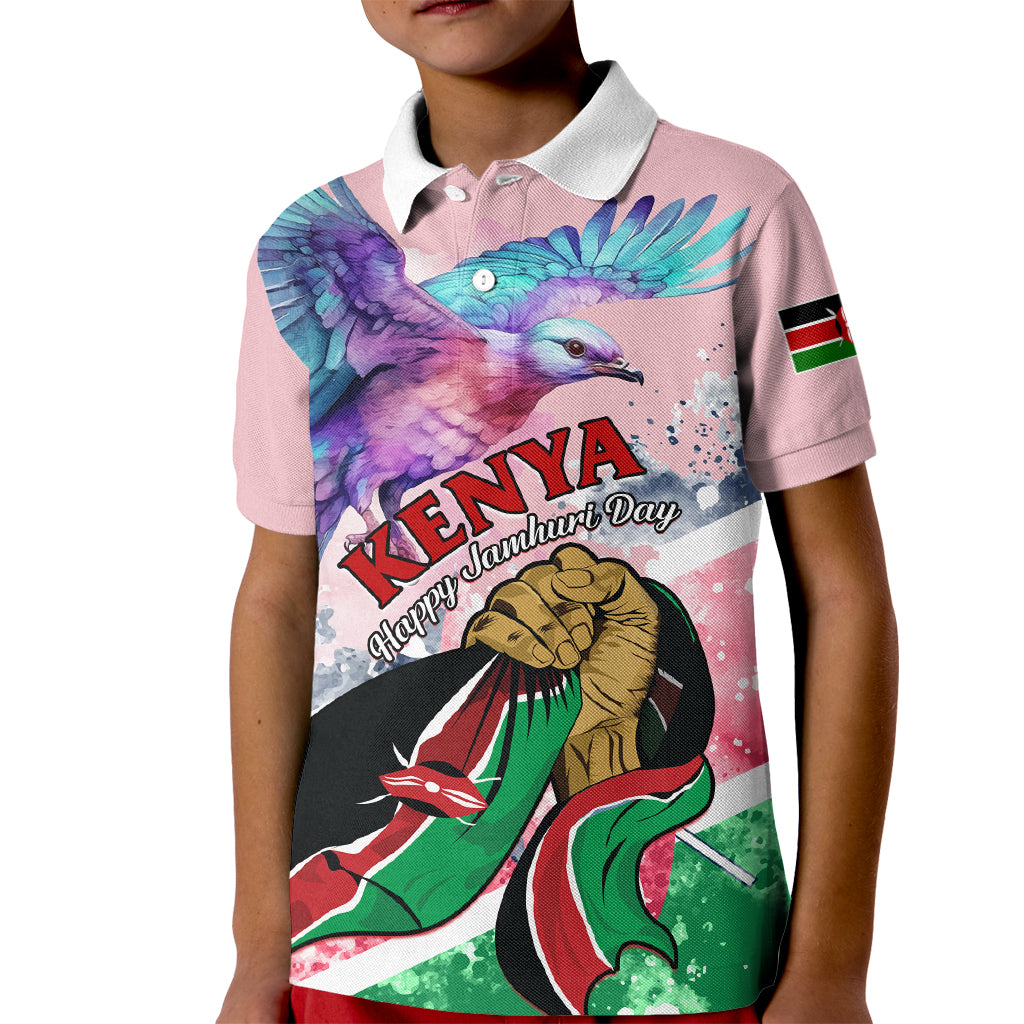 Personalised Kenya Independence Day Kid Polo Shirt The Lilac Breasted Roller Unique Version - Wonder Print Shop