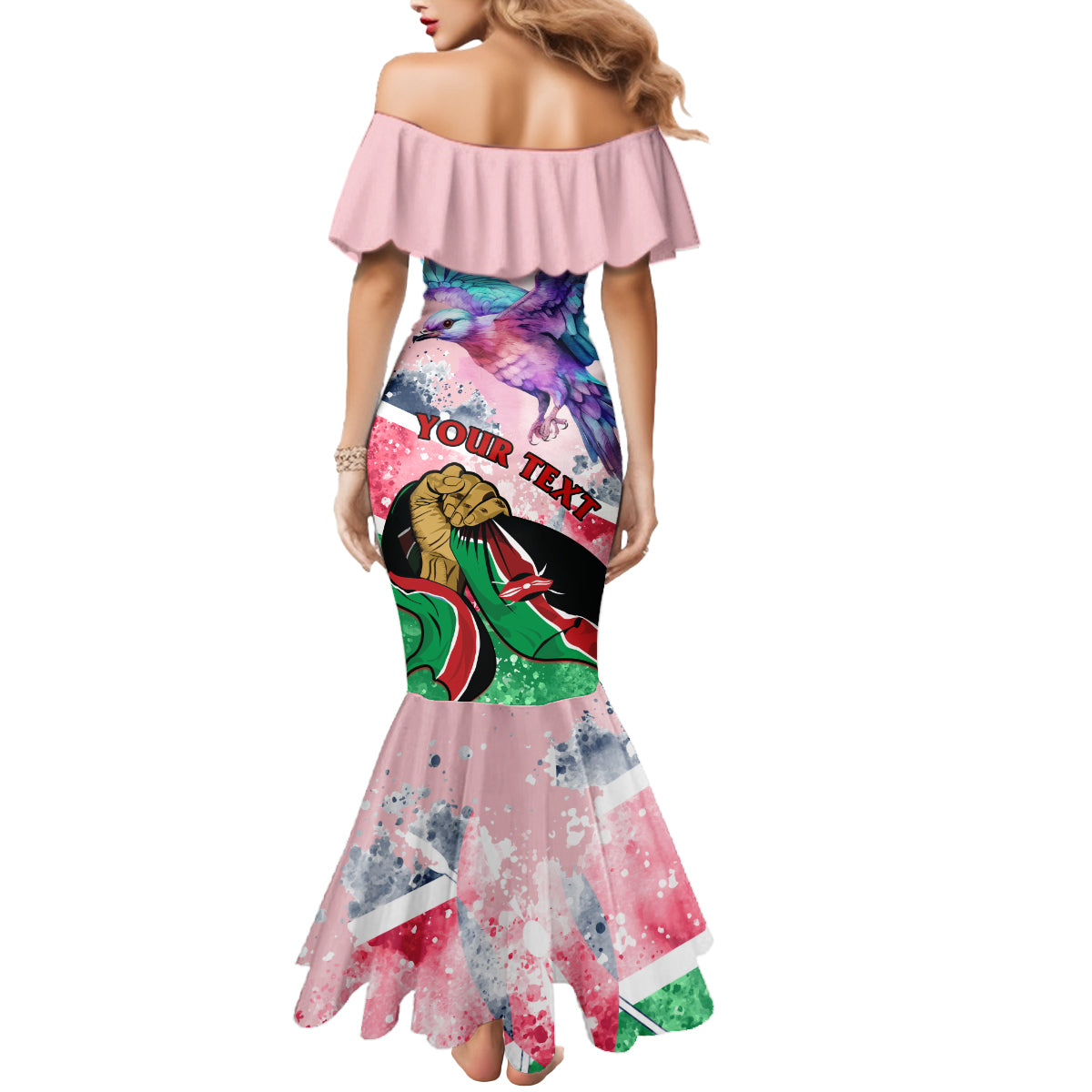 Personalised Kenya Independence Day Mermaid Dress The Lilac Breasted Roller Unique Version - Wonder Print Shop