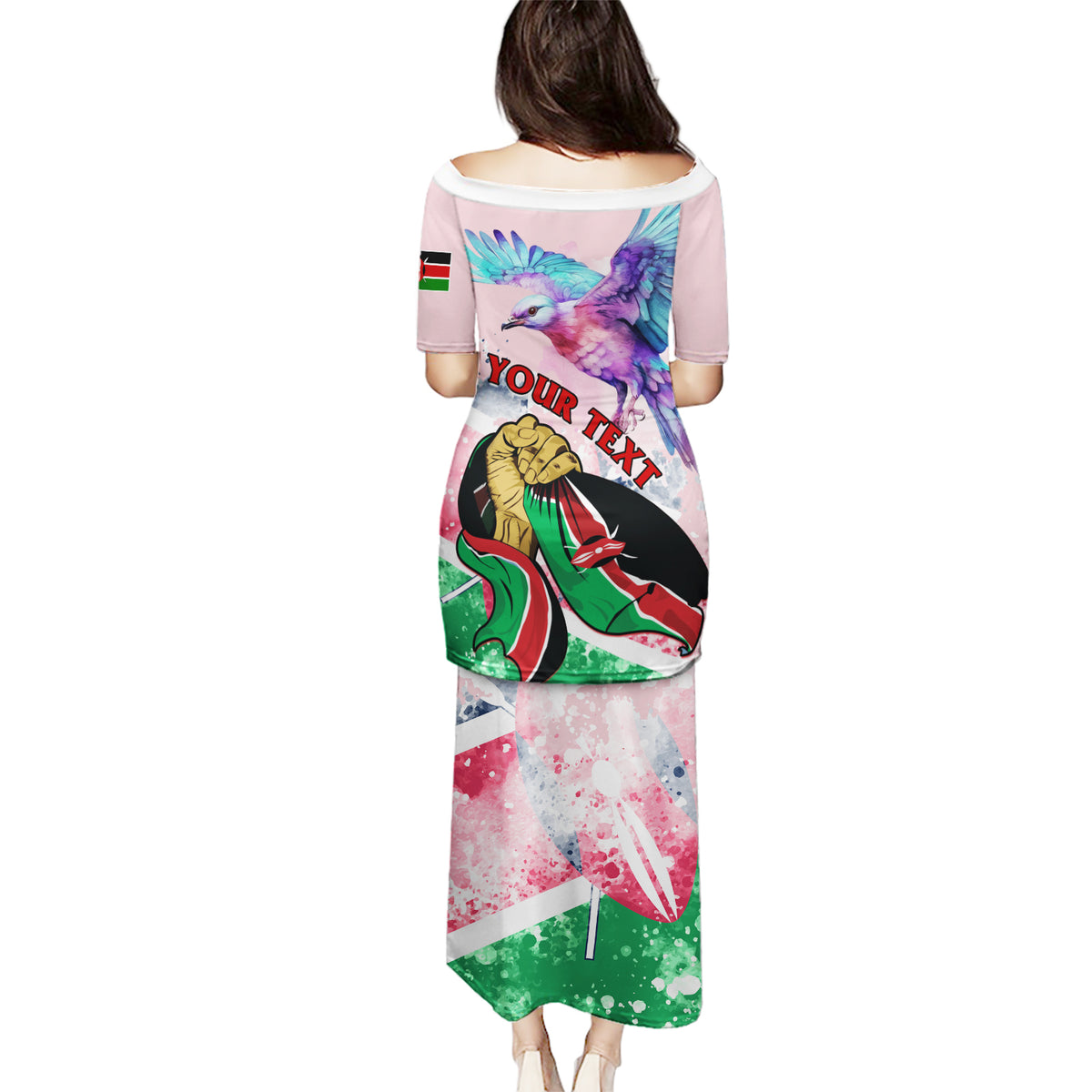 Personalised Kenya Independence Day Puletasi The Lilac Breasted Roller Unique Version - Wonder Print Shop