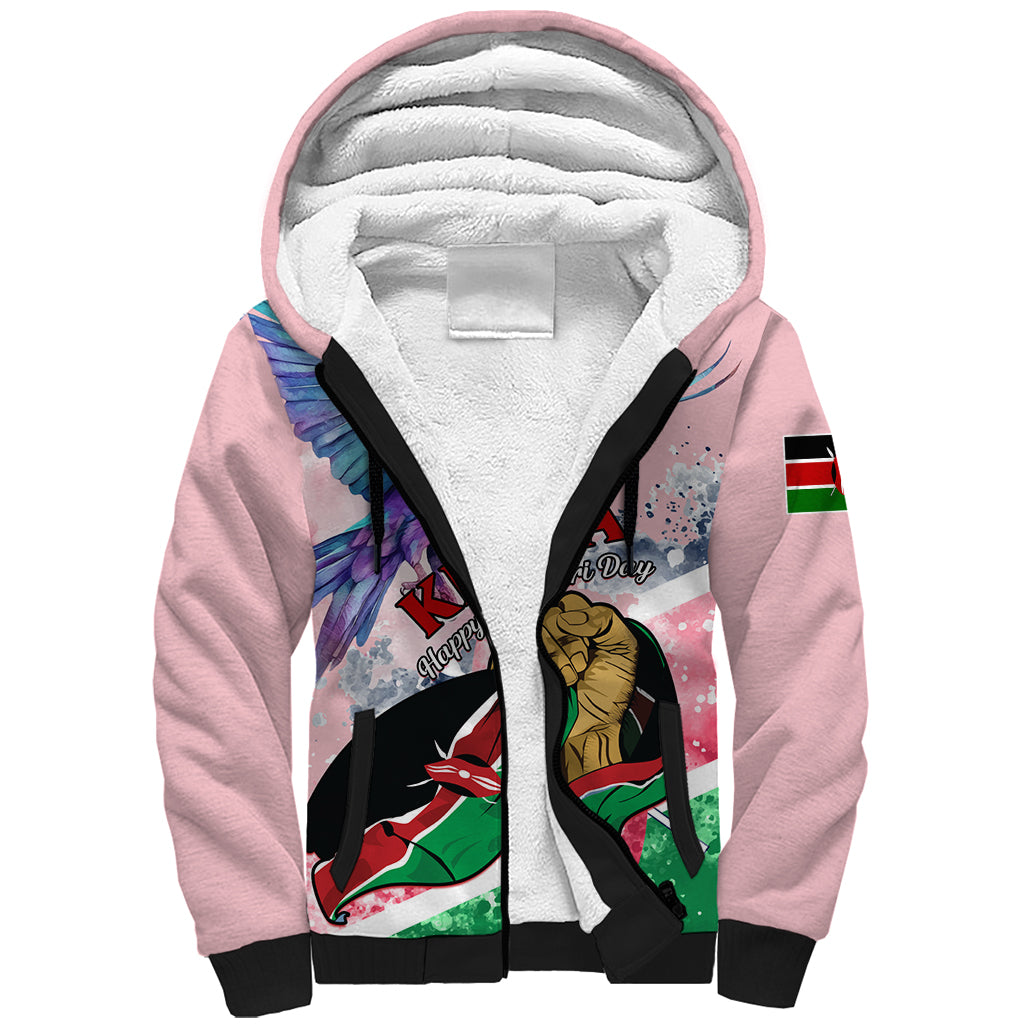 Personalised Kenya Independence Day Sherpa Hoodie The Lilac Breasted Roller Unique Version - Wonder Print Shop