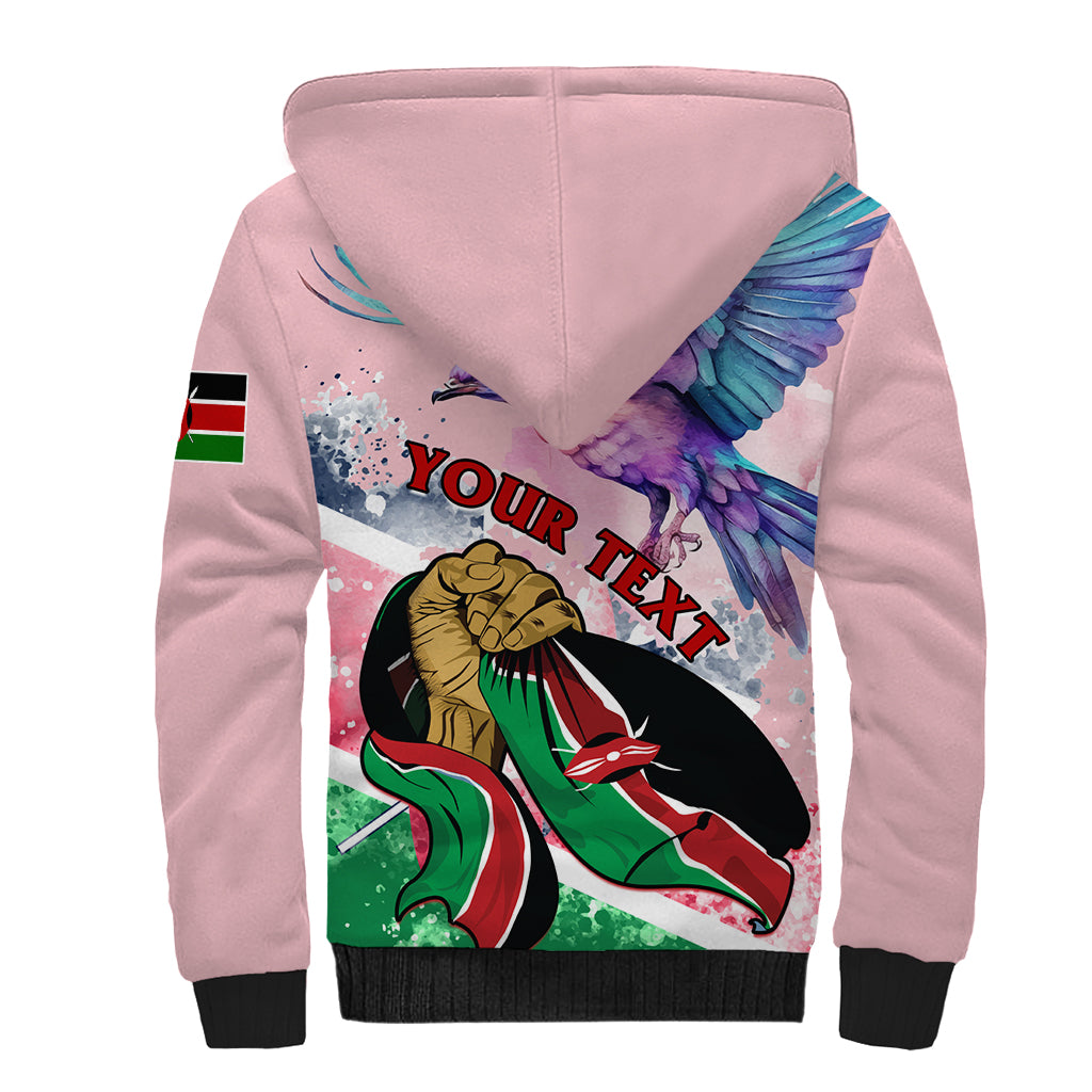 Personalised Kenya Independence Day Sherpa Hoodie The Lilac Breasted Roller Unique Version - Wonder Print Shop