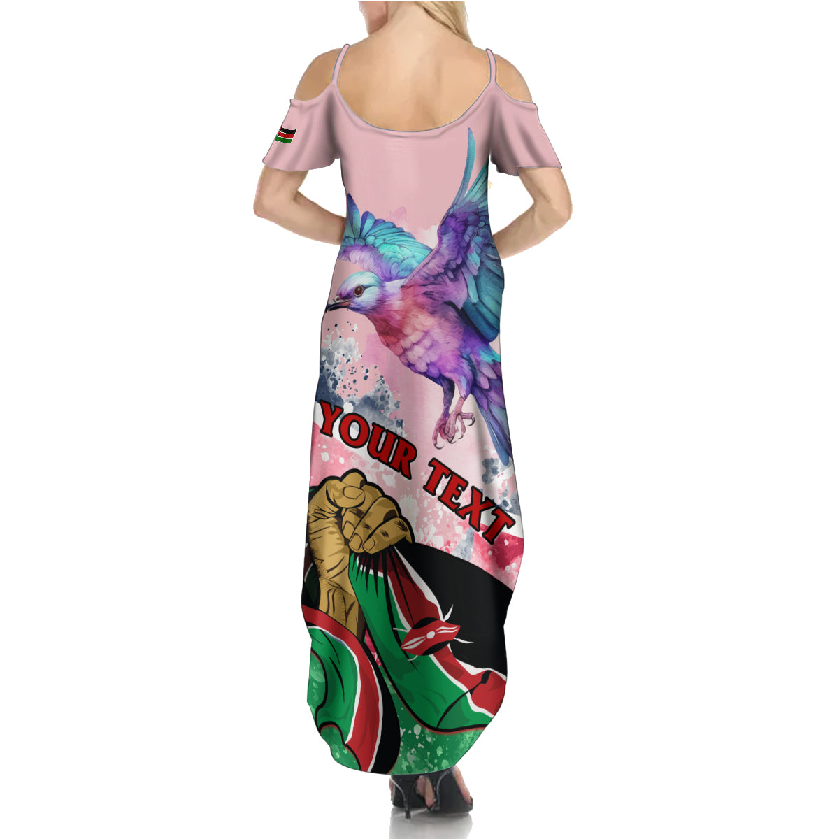Personalised Kenya Independence Day Summer Maxi Dress The Lilac Breasted Roller Unique Version - Wonder Print Shop