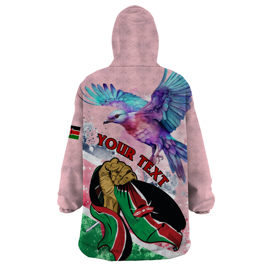 Personalised Kenya Independence Day Wearable Blanket Hoodie The Lilac Breasted Roller Unique Version - Wonder Print Shop