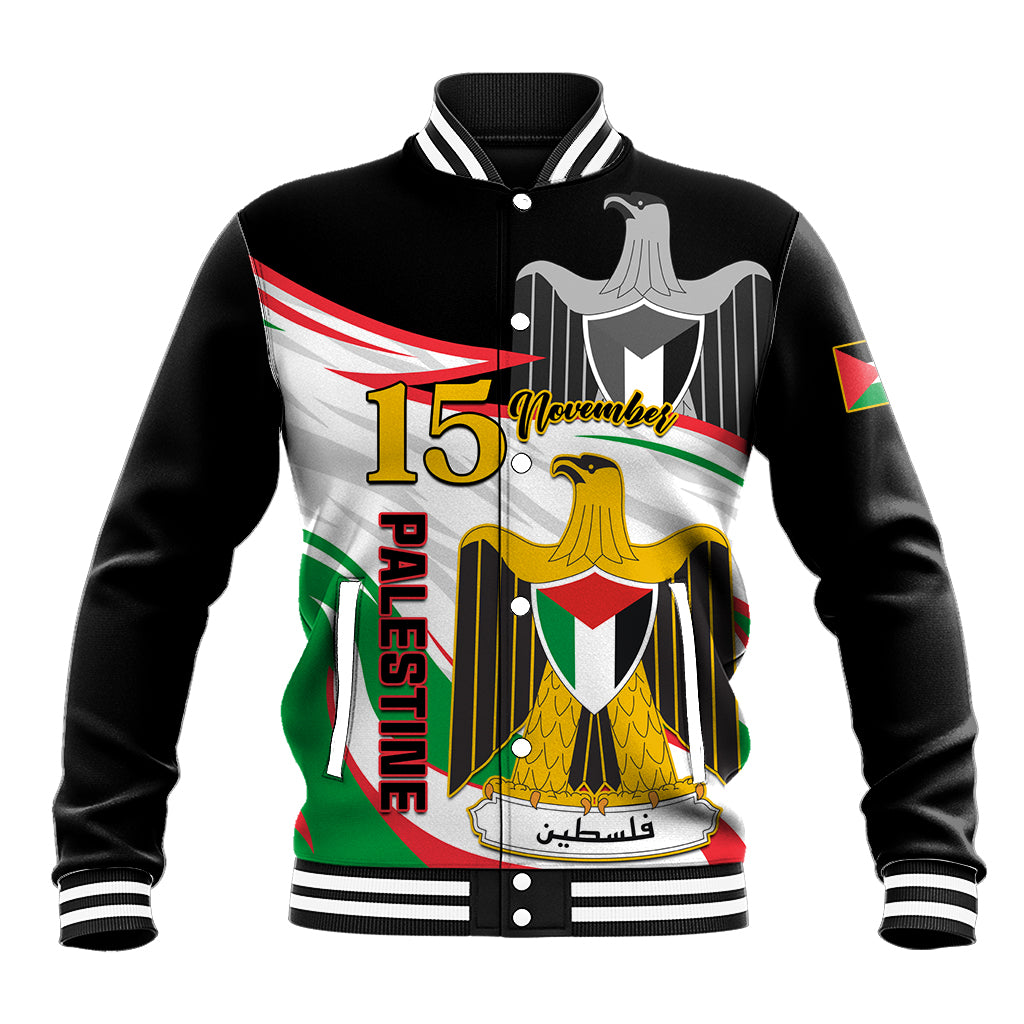 Personalised Palestine Independence Day Baseball Jacket Palestinian Coat Of Arms Special Version - Wonder Print Shop