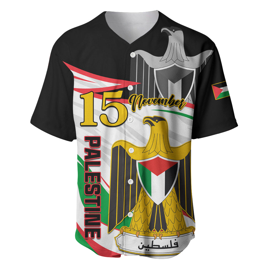 Personalised Palestine Independence Day Baseball Jersey Palestinian Coat Of Arms Special Version - Wonder Print Shop