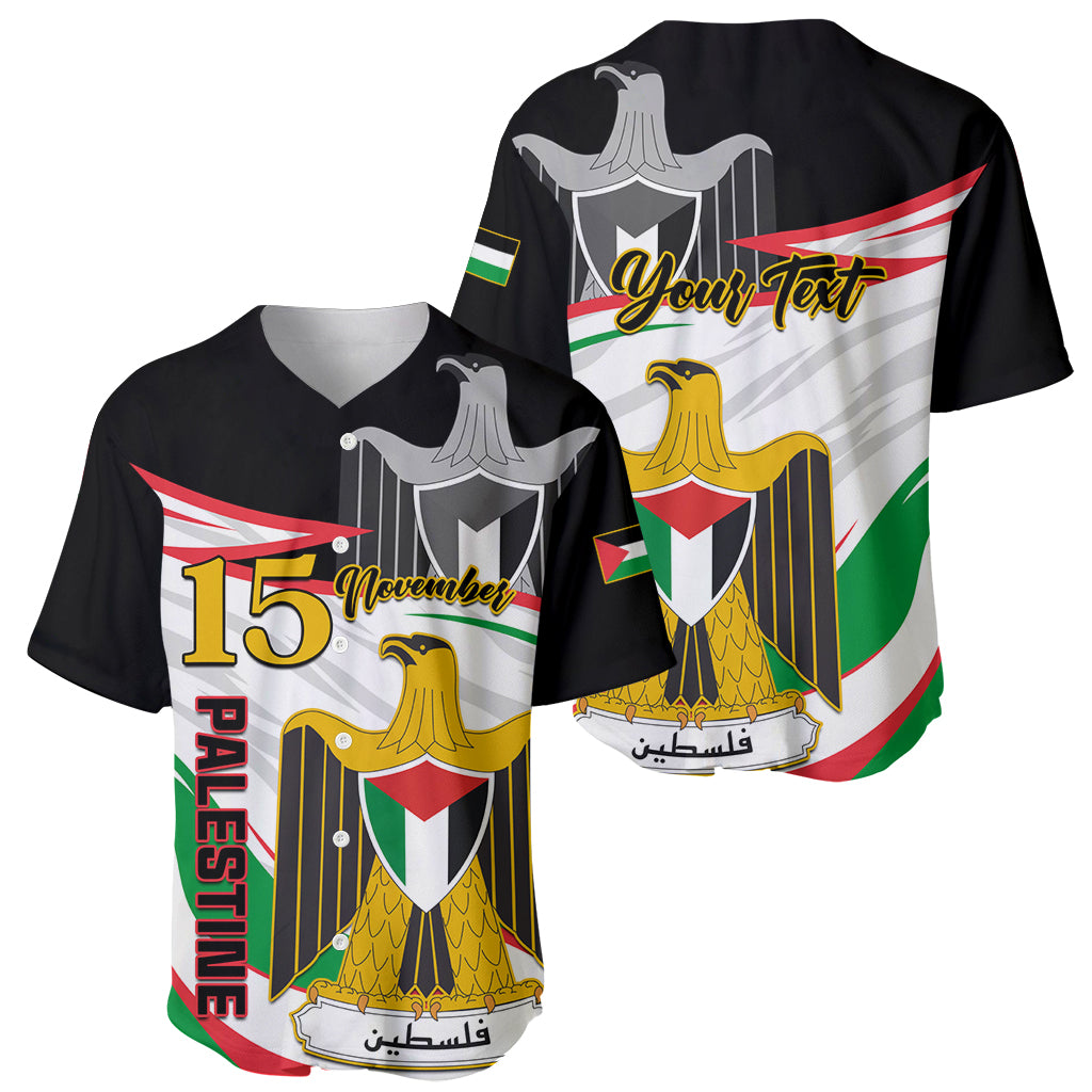 Personalised Palestine Independence Day Baseball Jersey Palestinian Coat Of Arms Special Version - Wonder Print Shop