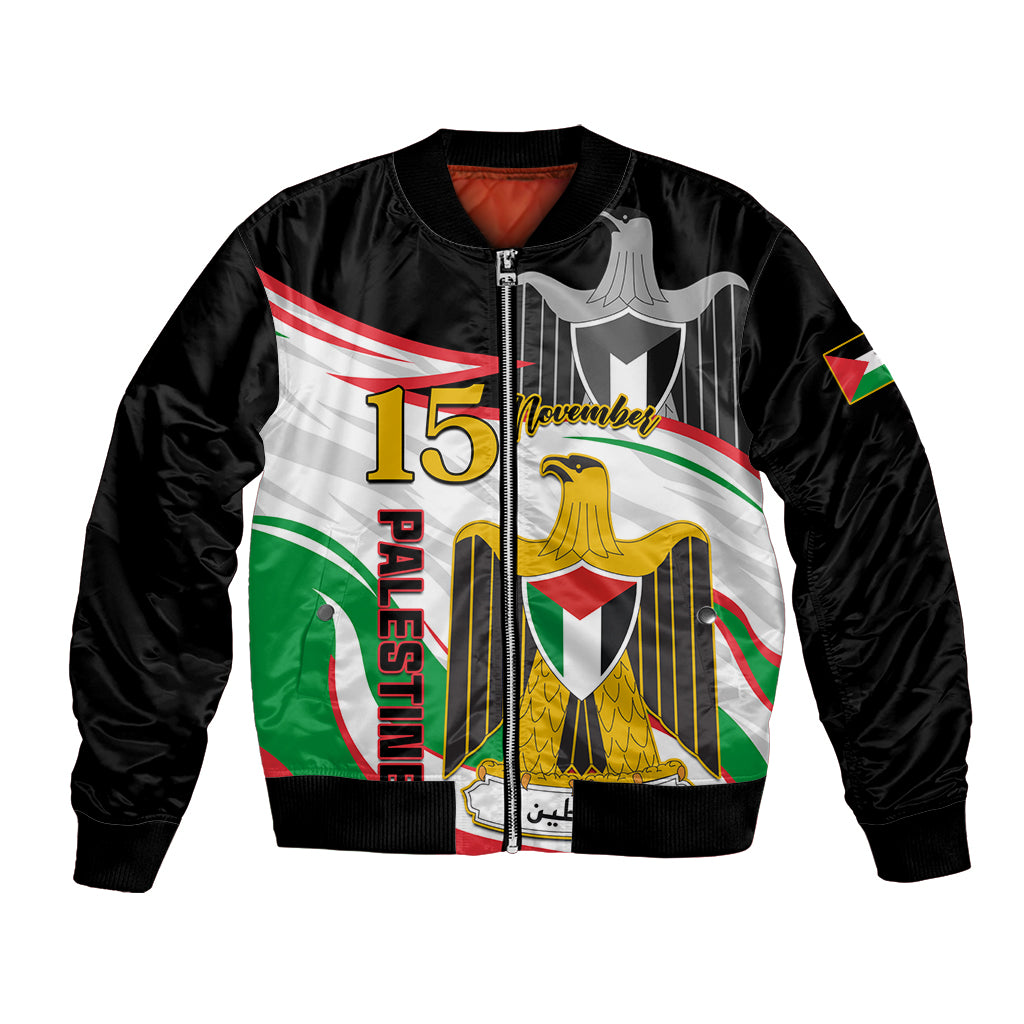 Personalised Palestine Independence Day Bomber Jacket Palestinian Coat Of Arms Special Version - Wonder Print Shop
