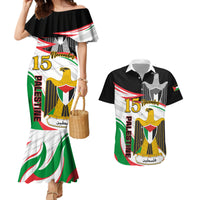 Personalised Palestine Independence Day Couples Matching Mermaid Dress and Hawaiian Shirt Palestinian Coat Of Arms Special Version - Wonder Print Shop