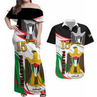 Personalised Palestine Independence Day Couples Matching Off Shoulder Maxi Dress and Hawaiian Shirt Palestinian Coat Of Arms Special Version - Wonder Print Shop