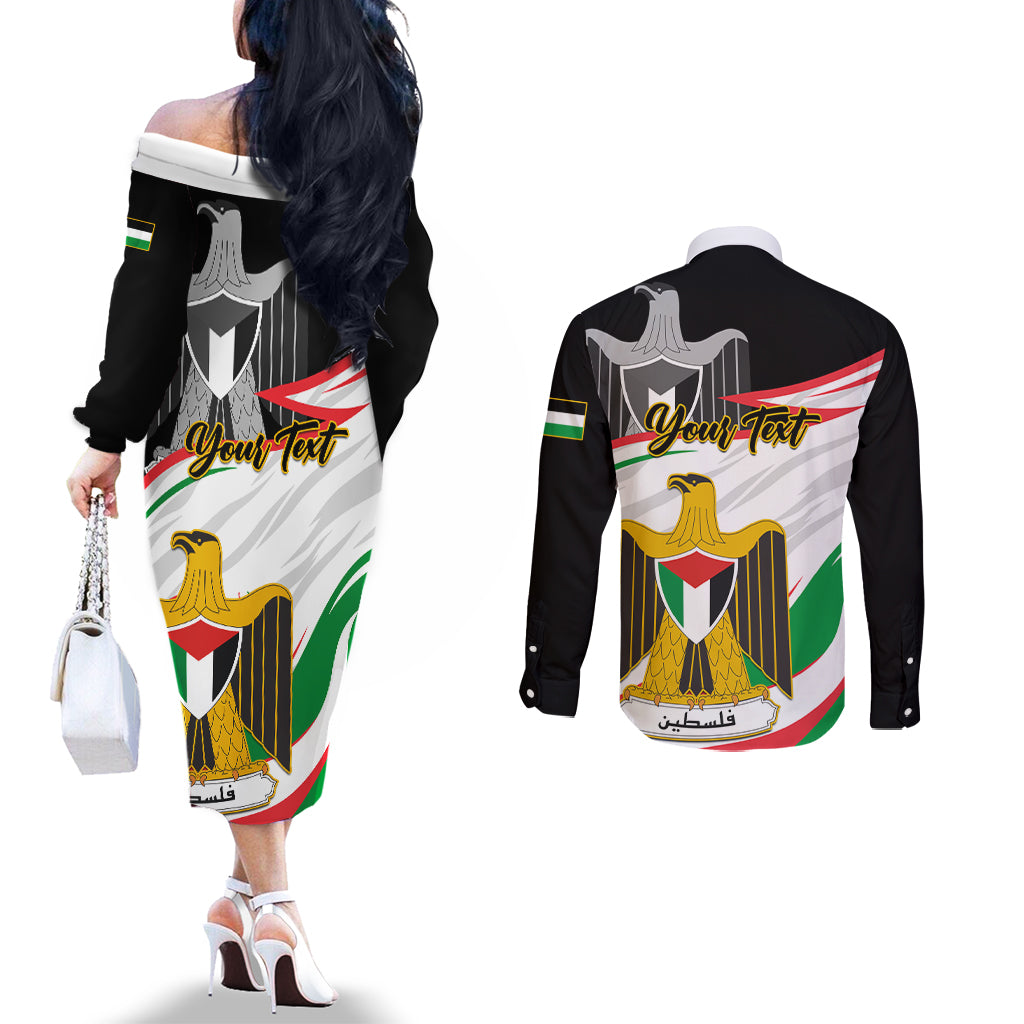 personalised-palestine-independence-day-couples-matching-off-the-shoulder-long-sleeve-dress-and-long-sleeve-button-shirt-palestinian-coat-of-arms-special-version