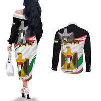 personalised-palestine-independence-day-couples-matching-off-the-shoulder-long-sleeve-dress-and-long-sleeve-button-shirt-palestinian-coat-of-arms-special-version