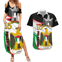 Personalised Palestine Independence Day Couples Matching Summer Maxi Dress and Hawaiian Shirt Palestinian Coat Of Arms Special Version - Wonder Print Shop