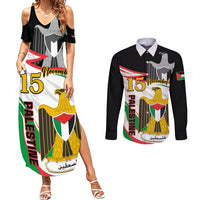 Personalised Palestine Independence Day Couples Matching Summer Maxi Dress and Long Sleeve Button Shirt Palestinian Coat Of Arms Special Version - Wonder Print Shop