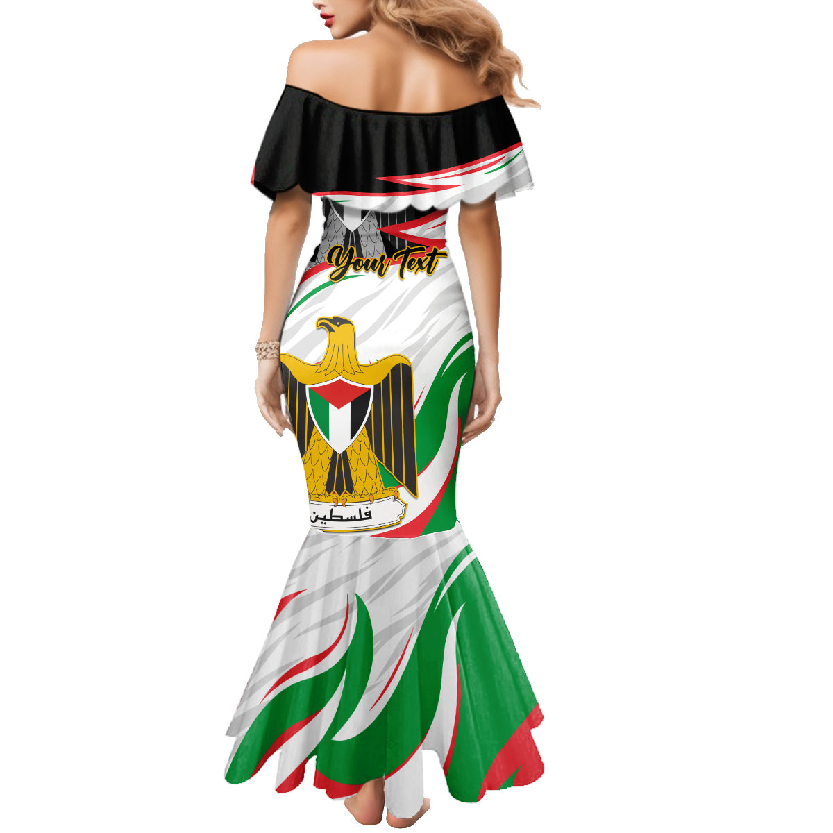 Personalised Palestine Independence Day Family Matching Mermaid Dress and Hawaiian Shirt Palestinian Coat Of Arms Special Version - Wonder Print Shop