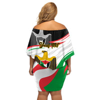 Personalised Palestine Independence Day Family Matching Off Shoulder Short Dress and Hawaiian Shirt Palestinian Coat Of Arms Special Version - Wonder Print Shop