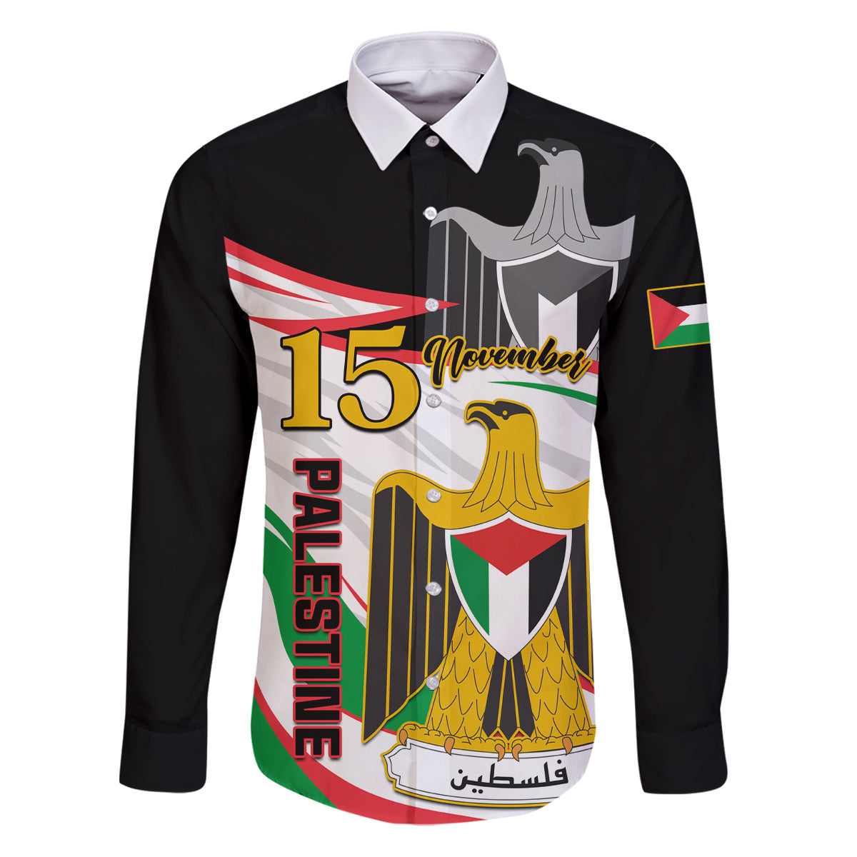Personalised Palestine Independence Day Family Matching Puletasi Dress and Hawaiian Shirt Palestinian Coat Of Arms Special Version - Wonder Print Shop