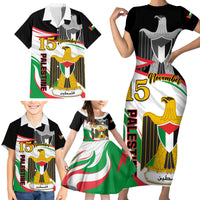 Personalised Palestine Independence Day Family Matching Short Sleeve Bodycon Dress and Hawaiian Shirt Palestinian Coat Of Arms Special Version - Wonder Print Shop