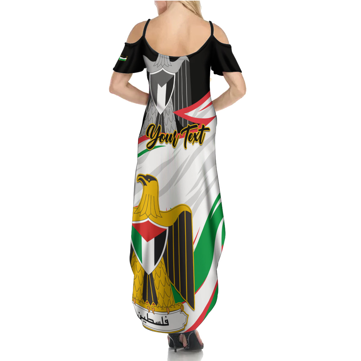 Personalised Palestine Independence Day Family Matching Summer Maxi Dress and Hawaiian Shirt Palestinian Coat Of Arms Special Version - Wonder Print Shop