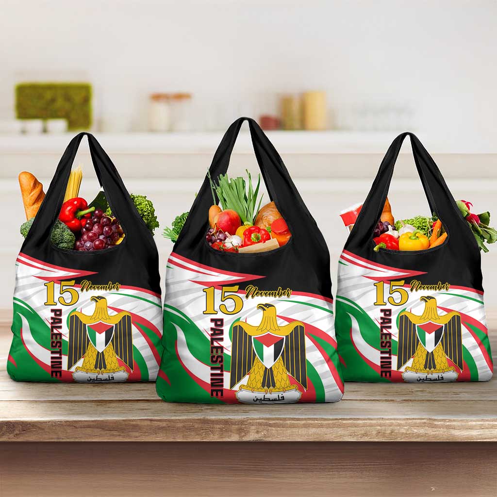 Personalised Palestine Independence Day Grocery Bag Palestinian Coat Of Arms Special Version
