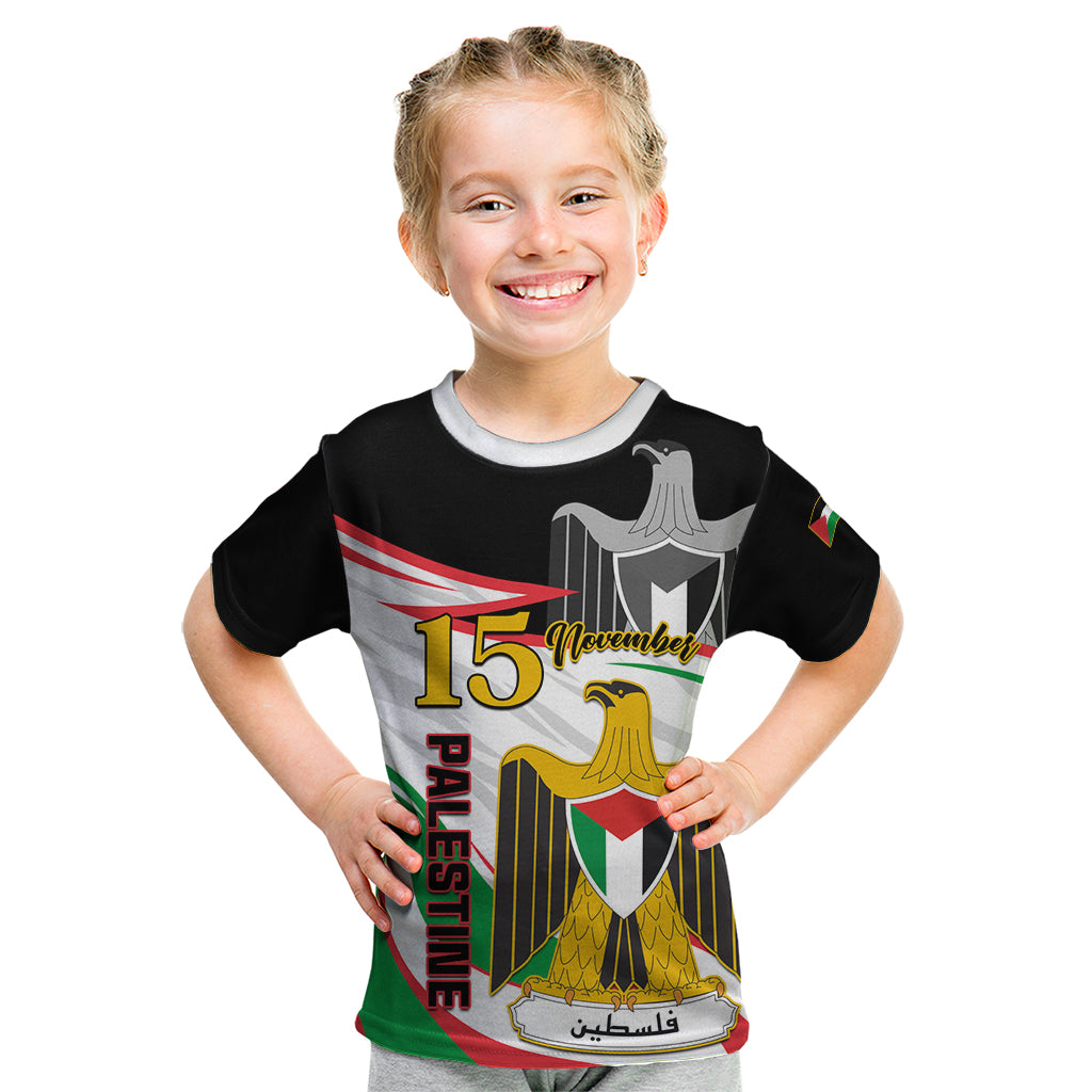 Personalised Palestine Independence Day Kid T Shirt Palestinian Coat Of Arms Special Version - Wonder Print Shop