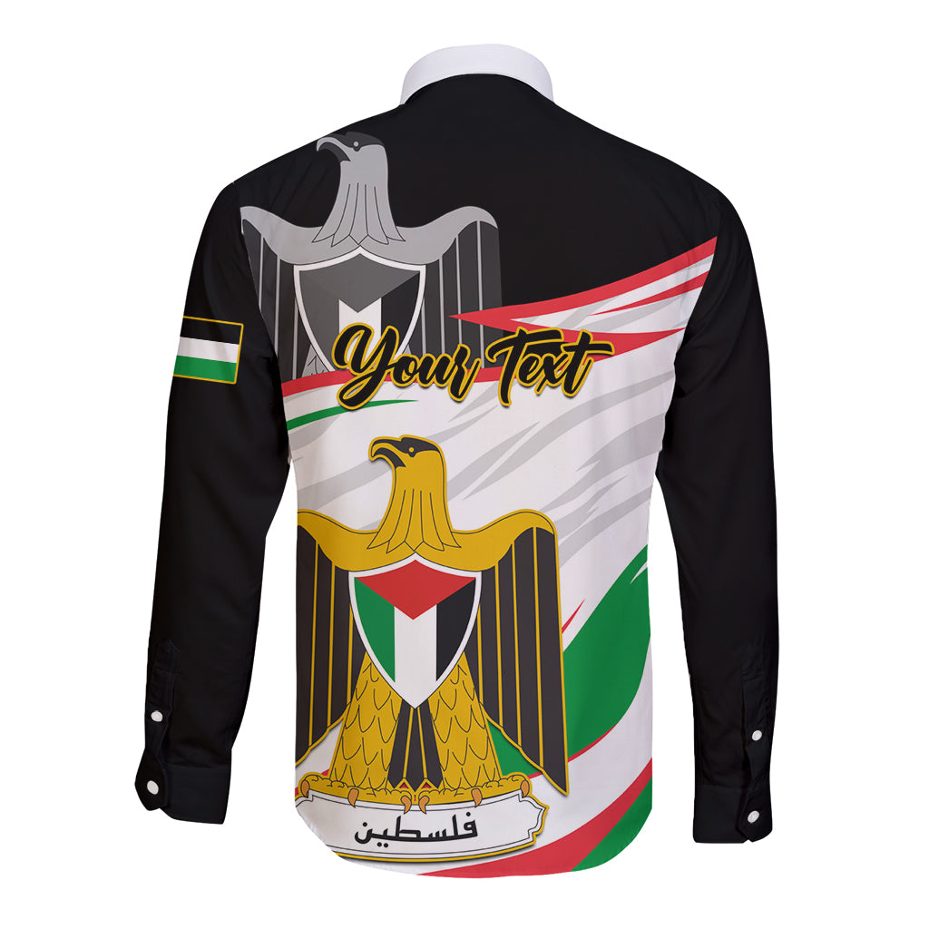Personalised Palestine Independence Day Long Sleeve Button Shirt Palestinian Coat Of Arms Special Version - Wonder Print Shop