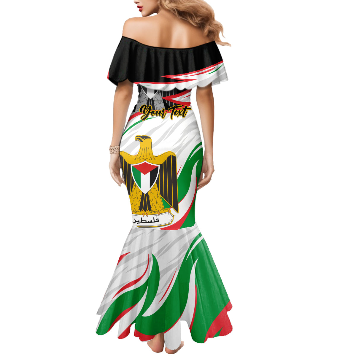 Personalised Palestine Independence Day Mermaid Dress Palestinian Coat Of Arms Special Version - Wonder Print Shop