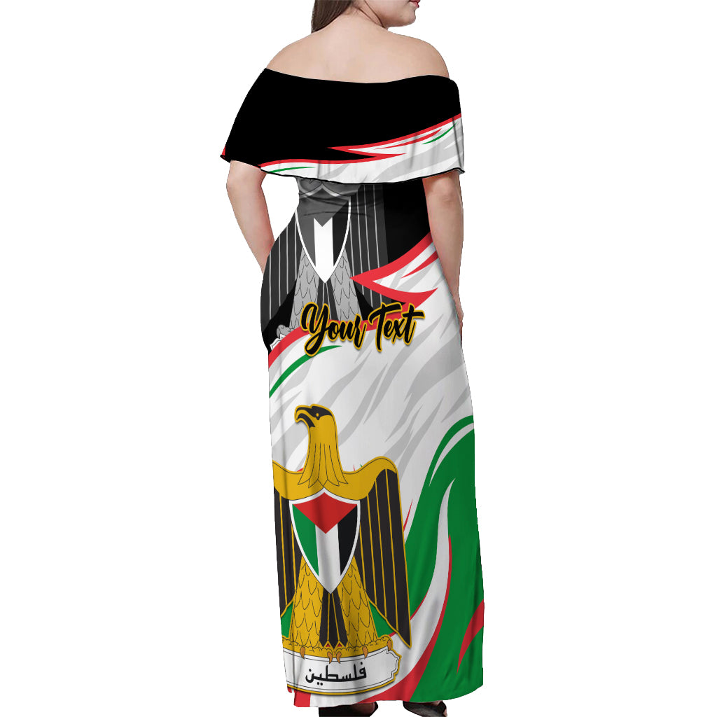 Personalised Palestine Independence Day Off Shoulder Maxi Dress Palestinian Coat Of Arms Special Version - Wonder Print Shop