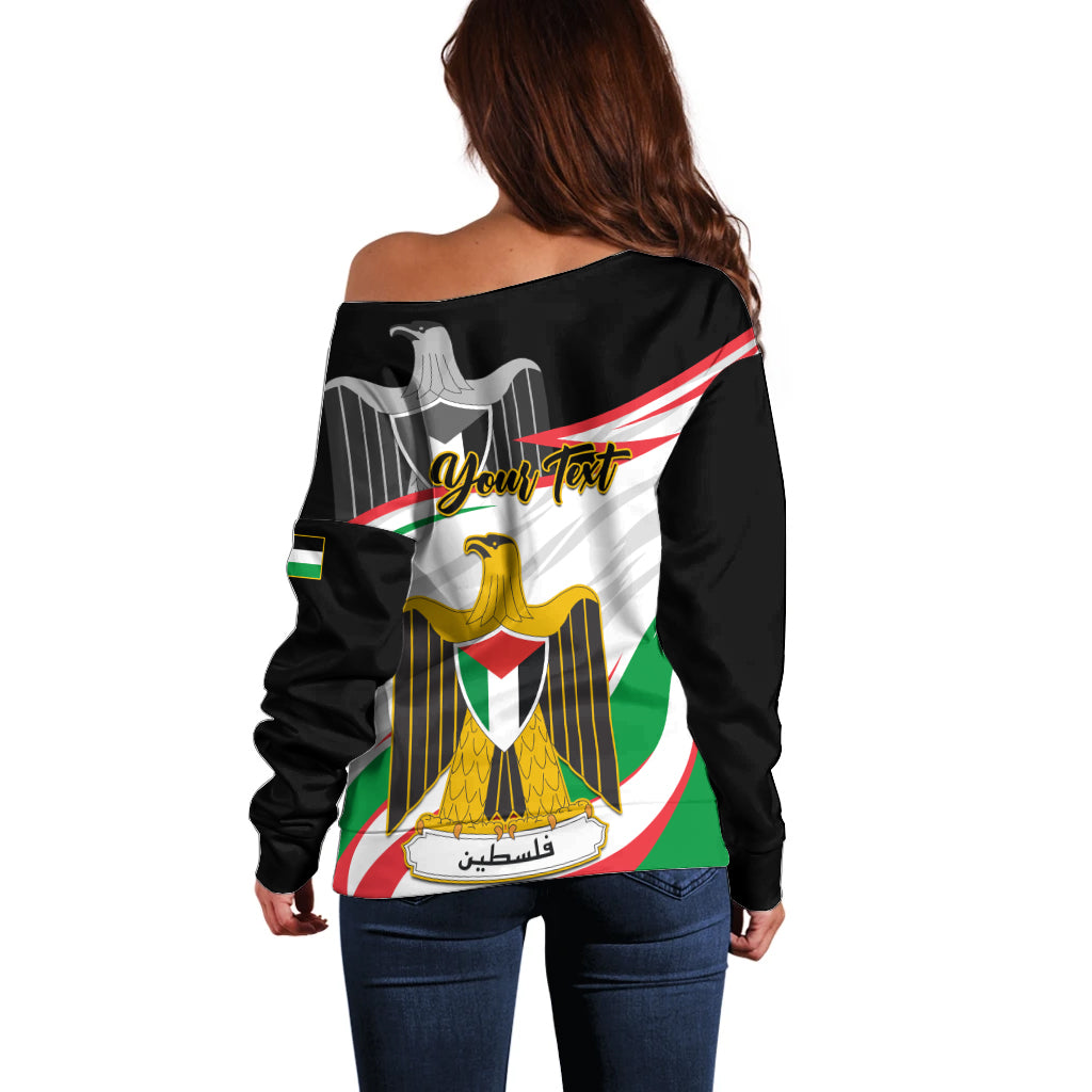 Personalised Palestine Independence Day Off Shoulder Sweater Palestinian Coat Of Arms Special Version - Wonder Print Shop