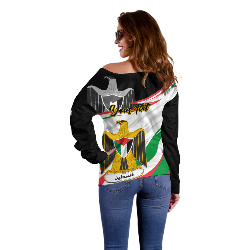 Personalised Palestine Independence Day Off Shoulder Sweater Palestinian Coat Of Arms Special Version - Wonder Print Shop