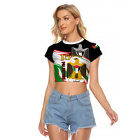 Personalised Palestine Independence Day Raglan Cropped T Shirt Palestinian Coat Of Arms Special Version - Wonder Print Shop