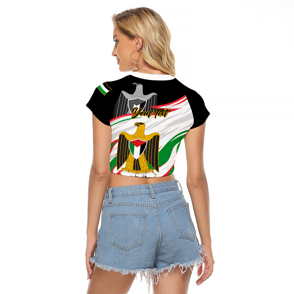 Personalised Palestine Independence Day Raglan Cropped T Shirt Palestinian Coat Of Arms Special Version - Wonder Print Shop