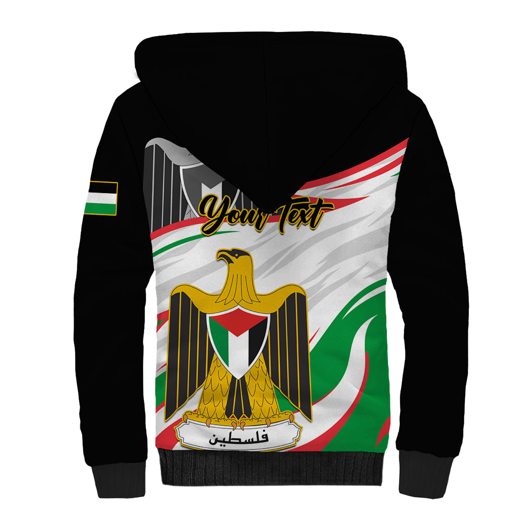 Personalised Palestine Independence Day Sherpa Hoodie Palestinian Coat Of Arms Special Version - Wonder Print Shop