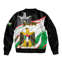 Personalised Palestine Independence Day Sleeve Zip Bomber Jacket Palestinian Coat Of Arms Special Version - Wonder Print Shop