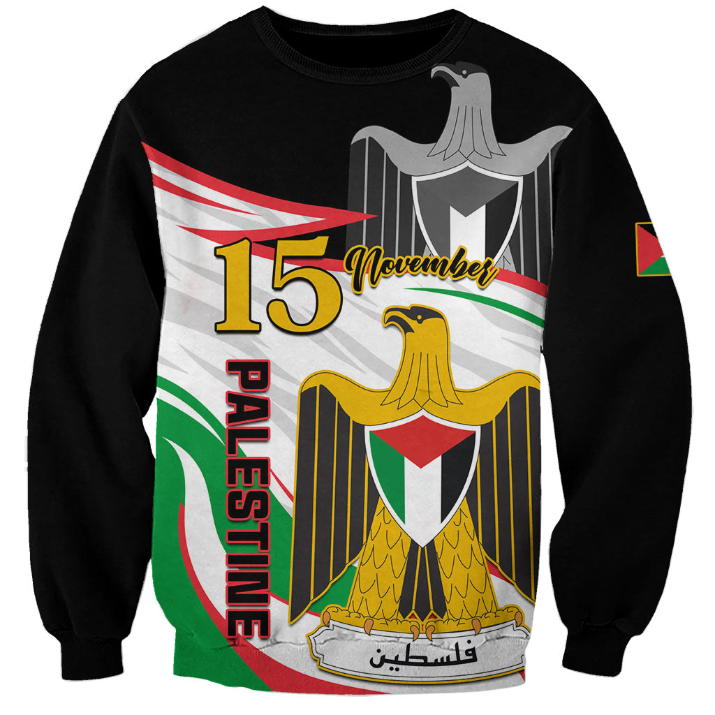 Personalised Palestine Independence Day Sweatshirt Palestinian Coat Of Arms Special Version - Wonder Print Shop
