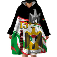 Personalised Palestine Independence Day Wearable Blanket Hoodie Palestinian Coat Of Arms Special Version - Wonder Print Shop