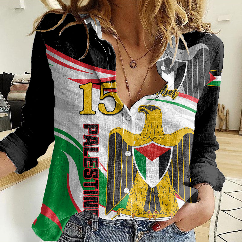 Personalised Palestine Independence Day Women Casual Shirt Palestinian Coat Of Arms Special Version - Wonder Print Shop
